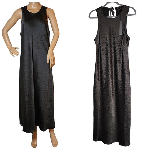 NWT House of Harlow black satin sleeveless maxi dress size XL - Picture 1 of 10